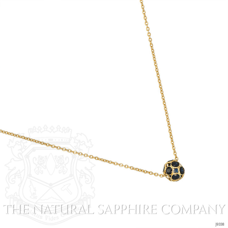 1.32 Ct. Blue Sapphire Bezel Necklace, 18K Yellow Gold