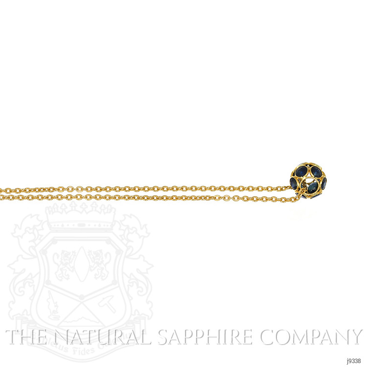 1.32 Ct. Blue Sapphire Bezel Necklace, 18K Yellow Gold