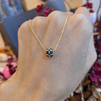1.32 Ct. Blue Sapphire Bezel Necklace, 18K Yellow Gold Life Style