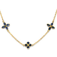6.24 Ct. Blue Sapphire Antique Style Necklace, 18K Yellow Gold Video