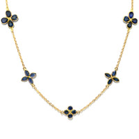 6.24 Ct. Blue Sapphire Antique Style Necklace, 18K Yellow Gold Image