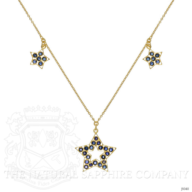 1.38 Ct. Blue Sapphire Antique Style Necklace, 18K Yellow Gold