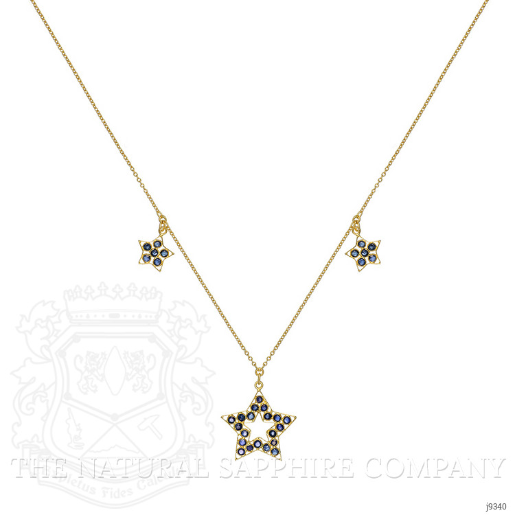 1.38 Ct. Blue Sapphire Antique Style Necklace, 18K Yellow Gold