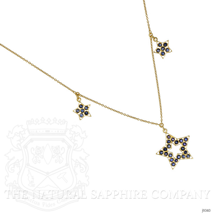 1.38 Ct. Blue Sapphire Antique Style Necklace, 18K Yellow Gold