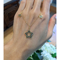 1.38 Ct. Blue Sapphire Antique Style Necklace, 18K Yellow Gold Life Style