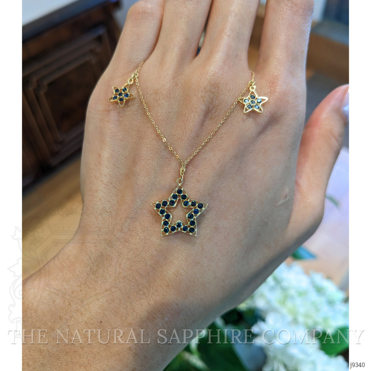 1.38 Ct. Blue Sapphire Antique Style Necklace, 18K Yellow Gold