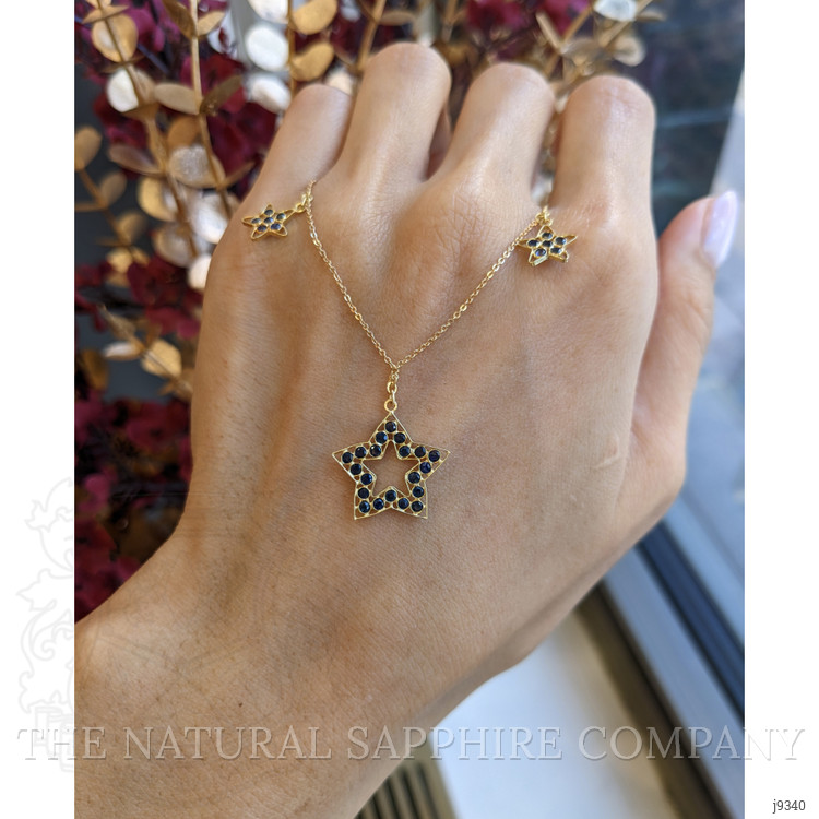 1.38 Ct. Blue Sapphire Antique Style Necklace, 18K Yellow Gold