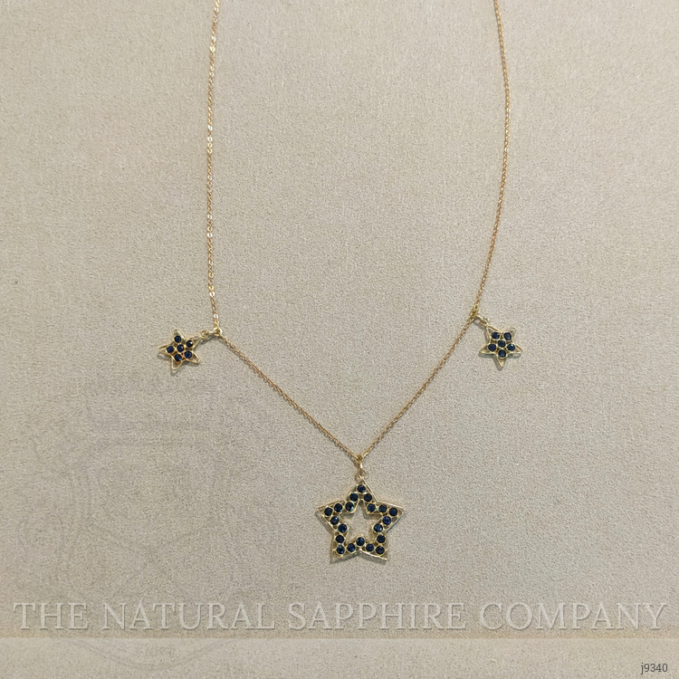 1.38 Ct. Blue Sapphire Antique Style Necklace, 18K Yellow Gold