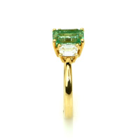1.10 Ct. Emerald and Diamond Ring - 18K Yellow Gold Image
