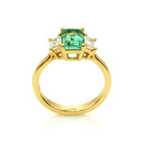 1.10 Ct. Emerald and Diamond Ring - 18K Yellow Gold Image