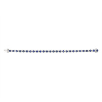 5.47 Ct.Tw. Blue Sapphire and Natural Diamond Halo Bracelet, 18K White Gold Image