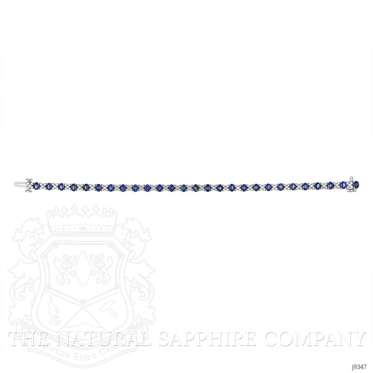 5.47 Ct.Tw. Blue Sapphire and Natural Diamond Halo Bracelet, 18K White Gold