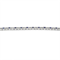 5.47 Ct.Tw. Blue Sapphire and Natural Diamond Halo Bracelet, 18K White Gold Image