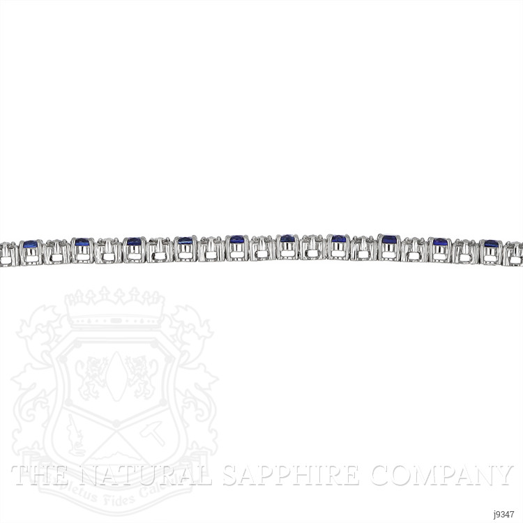 5.47 Ct.Tw. Blue Sapphire and Natural Diamond Halo Bracelet, 18K White Gold