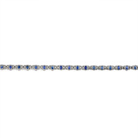 5.47 Ct.Tw. Blue Sapphire and Natural Diamond Halo Bracelet, 18K White Gold Image