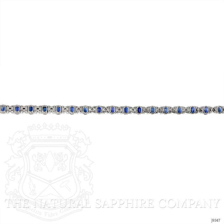 5.47 Ct.Tw. Blue Sapphire and Natural Diamond Halo Bracelet, 18K White Gold