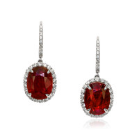 9.99 Ct.Tw.Total Carat Weight Ruby and Diamond Earrings, 18K White Gold Video