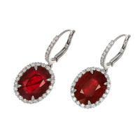 9.99 Ct.Tw.Total Carat Weight Ruby and Diamond Earrings, 18K White Gold Image