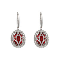 9.99 Ct.Tw.Total Carat Weight Ruby and Diamond Earrings, 18K White Gold Image