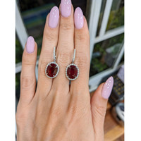 9.99 Ct.Tw.Total Carat Weight Ruby and Diamond Earrings, 18K White Gold Life Style