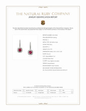 0.95 Ct.Tw.Total Carat Weight Pinkish Red Ruby and Natural Diamond Pave Earrings, 18K White Gold Scan Report