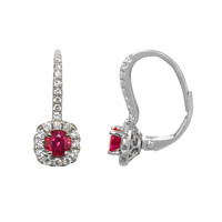 0.95 Ct.Tw. Ruby Natural Diamond Pave Earrings, 18K White Gold Image