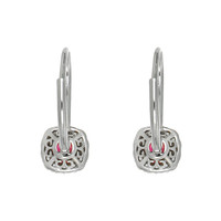 0.95 Ct.Tw. Ruby Natural Diamond Pave Earrings, 18K White Gold Image