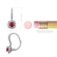0.95 Ct.Tw. Ruby Natural Diamond Pave Earrings, 18K White Gold Image