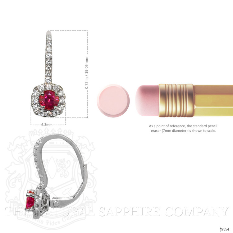 0.95 Ct.Tw. Ruby Natural Diamond Pave Earrings, 18K White Gold