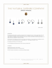 1.05 Ct.Tw.Total Carat Weight Blue Sapphire and Natural Diamond Pave Earrings, 18K White Gold Appraisal