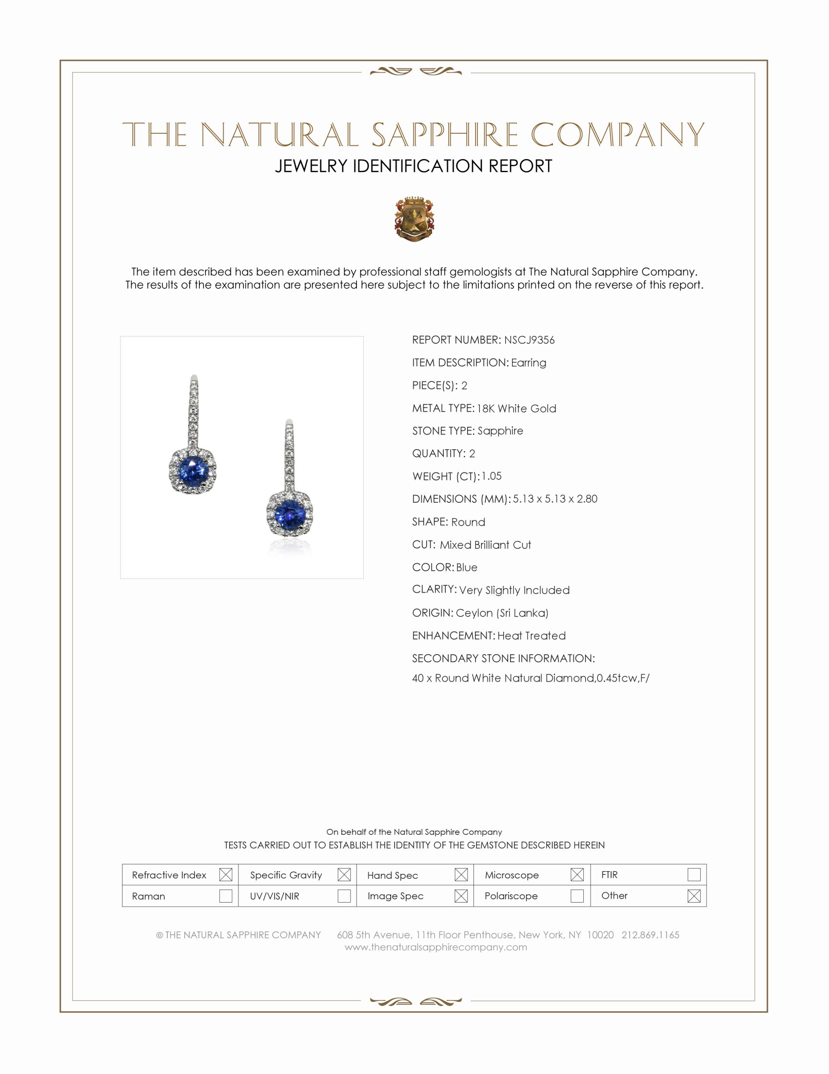 1.05 Ct.Tw. Blue Sapphire and Natural Diamond Pave Earrings, 18K White Gold