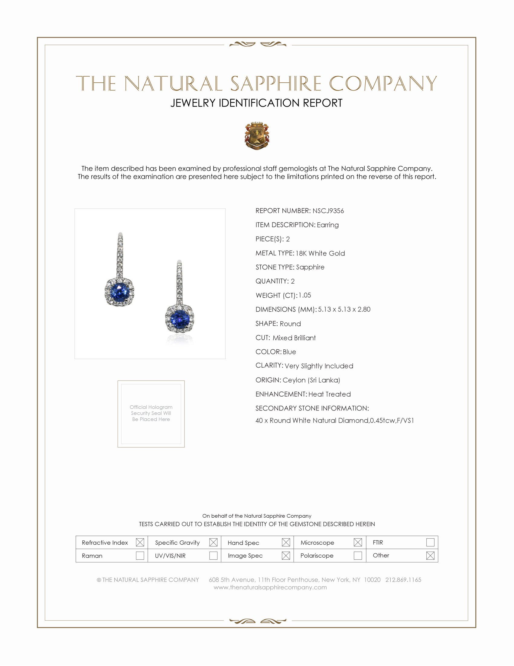1.05 Ct.Tw. Blue Sapphire and Natural Diamond Pave Earrings, 18K White Gold