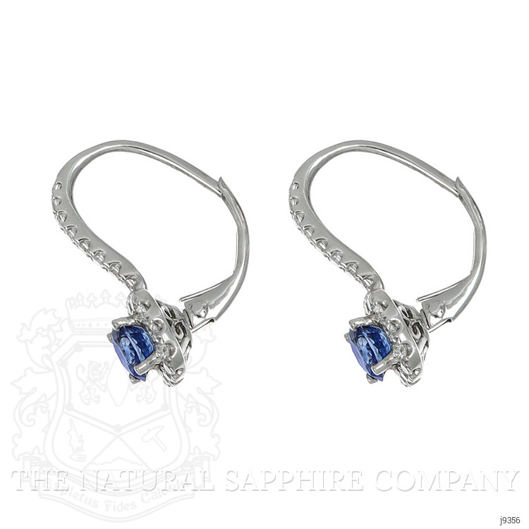 1.05 Ct.Tw. Blue Sapphire and Natural Diamond Pave Earrings, 18K White Gold