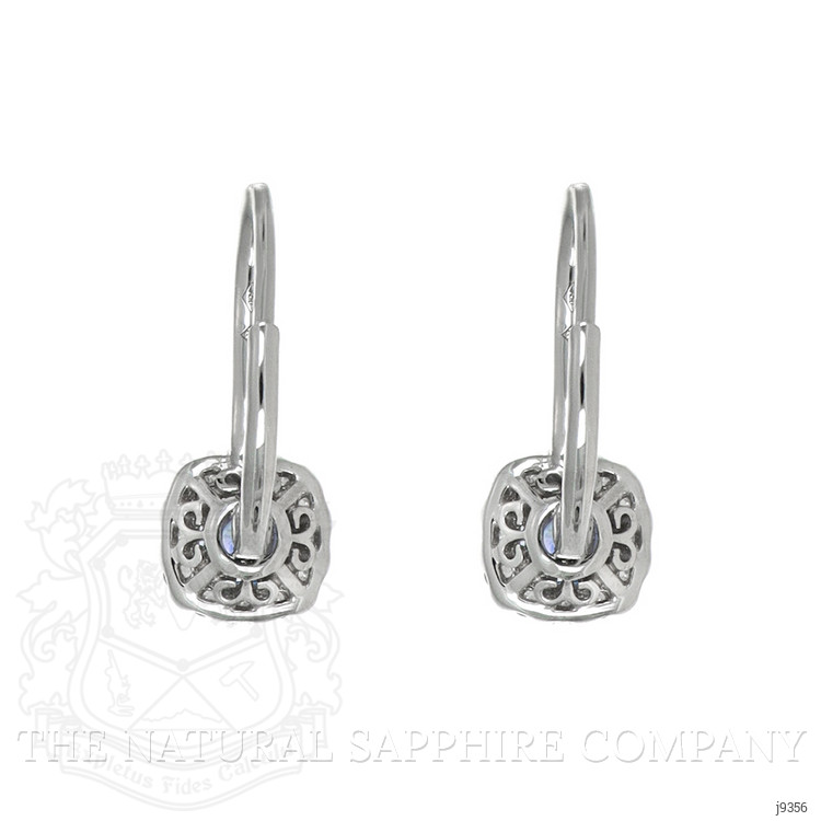 1.05 Ct.Tw. Blue Sapphire and Natural Diamond Pave Earrings, 18K White Gold