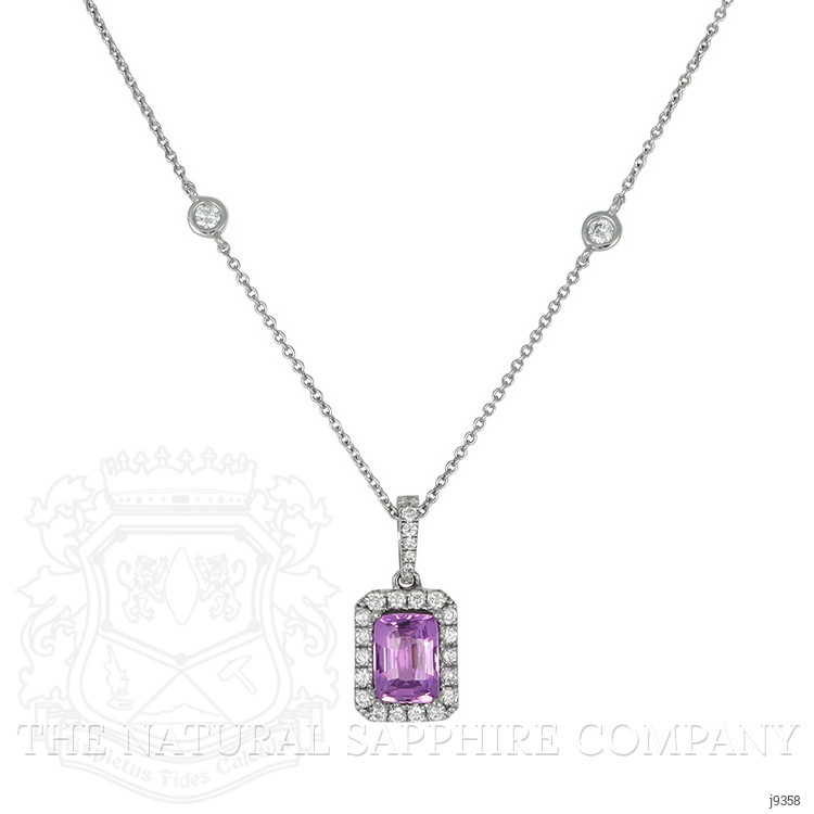 1.05 Ct. Purplish Pink Sapphire and Natural Diamond Pave Pendant, 18K White Gold