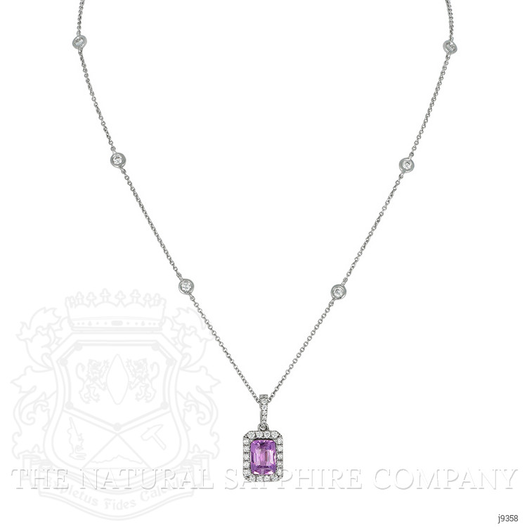 1.05 Ct. Purplish Pink Sapphire and Natural Diamond Pave Pendant, 18K White Gold