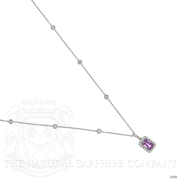1.05 Ct. Purplish Pink Sapphire and Natural Diamond Pave Pendant, 18K White Gold