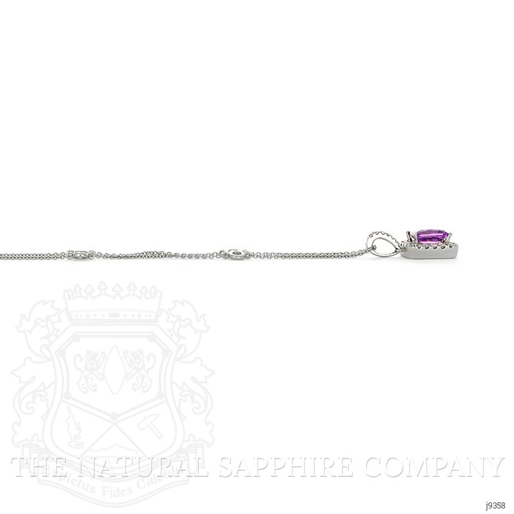 1.05 Ct. Purplish Pink Sapphire and Natural Diamond Pave Pendant, 18K White Gold