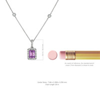 1.05 Ct. Purplish Pink Sapphire and Natural Diamond Pave Pendant, 18K White Gold Image