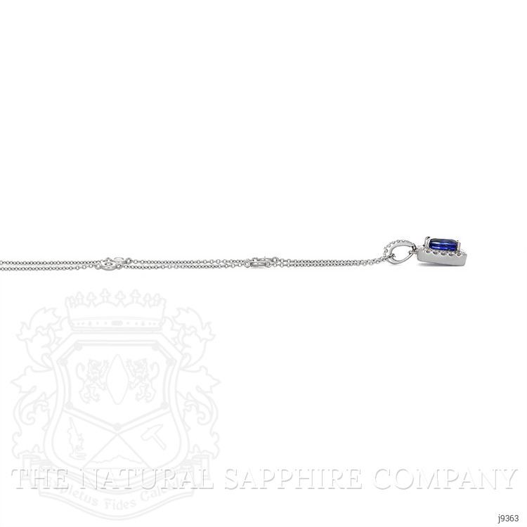1.32 Ct. Blue Sapphire and Natural Diamond Pave Pendant, 18K White Gold