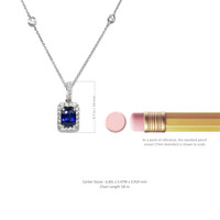 1.32 Ct. Blue Sapphire and Natural Diamond Pave Pendant, 18K White Gold Image