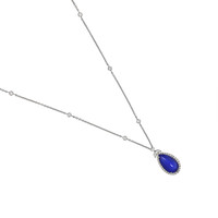 10.80 Ct. Blue Sapphire and Natural Diamond Pave Pendant, 18K White Gold Image