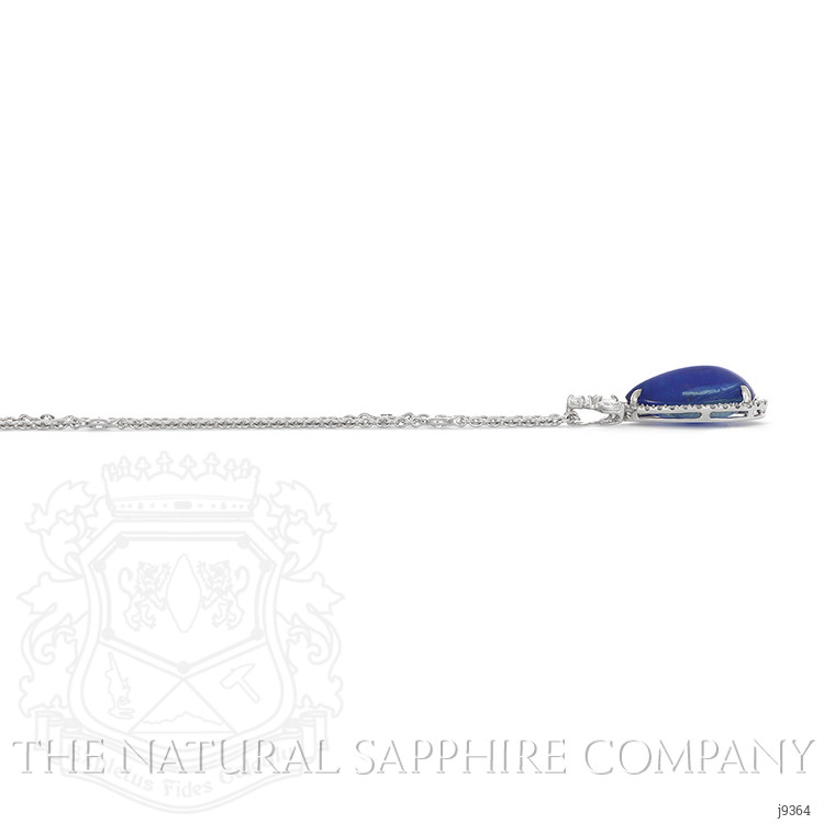 10.80 Ct. Blue Sapphire and Natural Diamond Pave Pendant, 18K White Gold