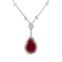9.73 Ct. Ruby and Diamond Pendant, 14K White Gold Video