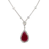9.73 Ct. Ruby and Diamond Pendant, 14K White Gold Image
