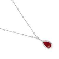 9.73 Ct. Ruby and Diamond Pendant, 14K White Gold Image