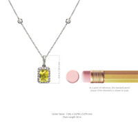 1.40 Ct. Greenish Yellow Sapphire and Natural Diamond Pave Pendant, 18K White Gold Image