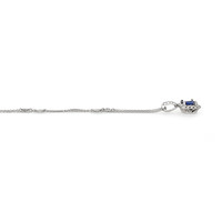 0.63 Ct. Blue Sapphire and Natural Diamond Pave Pendant, 18K White Gold Image