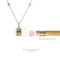 1.00 Ct. Greenish Yellow Sapphire and Natural Diamond Pave Pendant, 18K White Gold Image