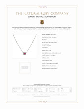 0.48 Ct. Pinkish Red Ruby and Natural Diamond Halo Necklace, 18K White Gold Scan Report